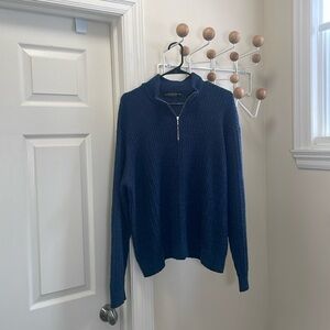 Carnoustie - Baby Alpaca Quarter Up Pullover Sweater - Blue - XXL